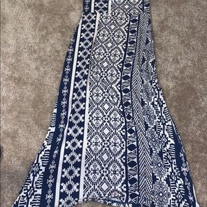 Blue and white maxi skirt
